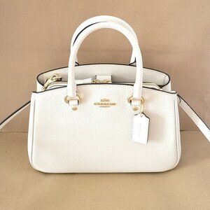 Coach CAL54 Refined Pebbled Leather Savannah Small Carryall Bag Handbag Chalk